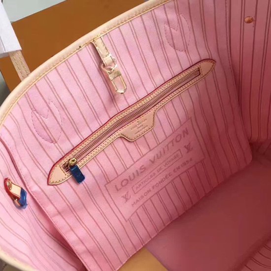 Louis Vuitton N41050 Neverfull MM Shoulder Bag Damier Azur Canvas