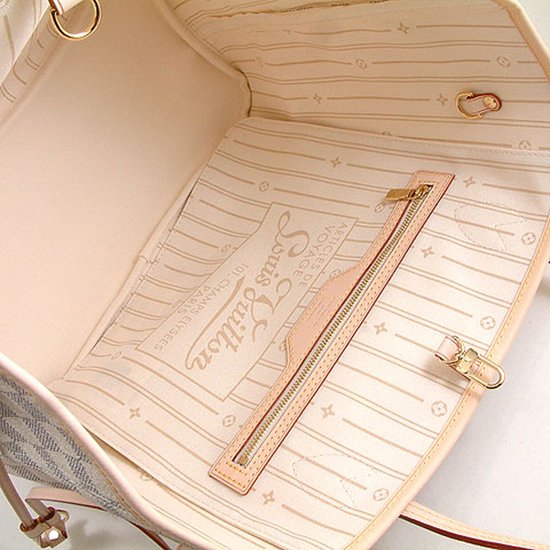 Louis Vuitton N51107 Neverfull MM Shoulder Bag Damier Azur Canvas